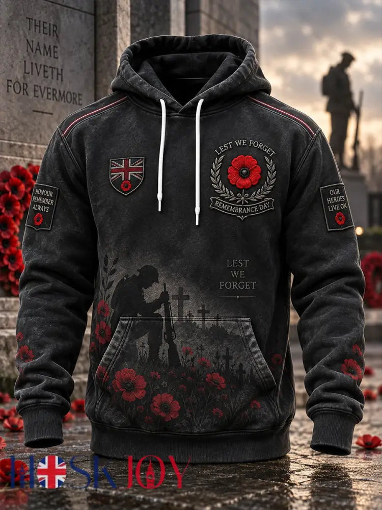 Men’s Long-Sleeve Hoodie With Remembrance Day Commemorative Print