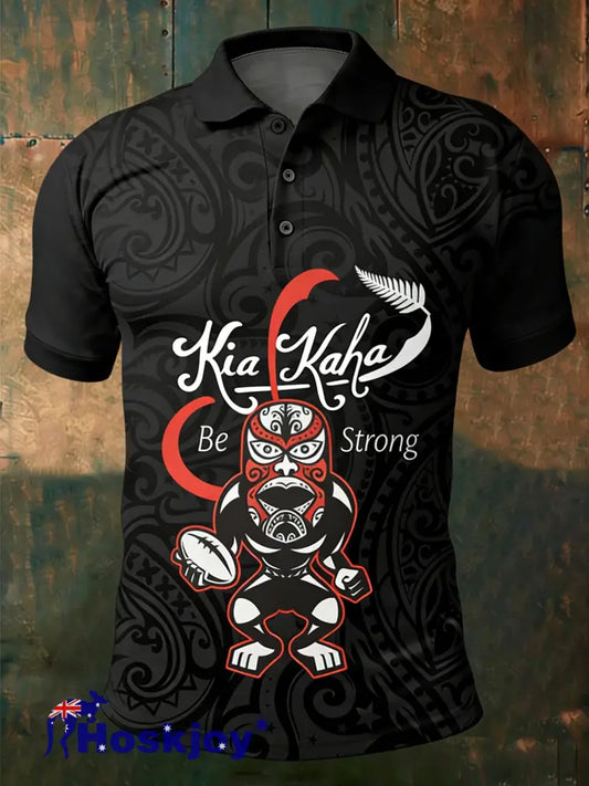 Men’s Maori Art NZ Printed Casual Tops Black / S