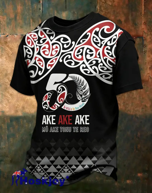 Men’s Maori Art NZ Printed Casual Tops Black / S