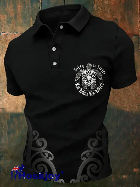 Men’s Maori Art NZ Printed Casual Tops Black / S