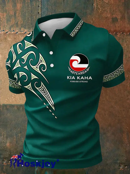 Men’s Maori Art NZ Printed Casual Tops Green / S