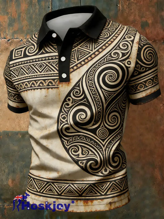 Men’s Maori Art NZ Printed polo shirt As picture / S