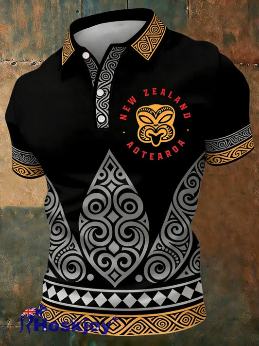 Men’s Maori Art NZ Printed polo shirt As picture / S