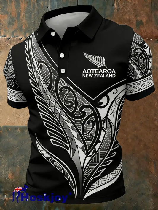Men’s Maori Art NZ Printed polo shirt As picture / S