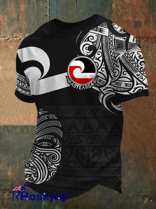 Men’s Maori Art NZ Printed T-shirt Black / S