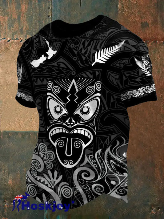 Men’s Maori Art NZ Printed T-shirt Black / S