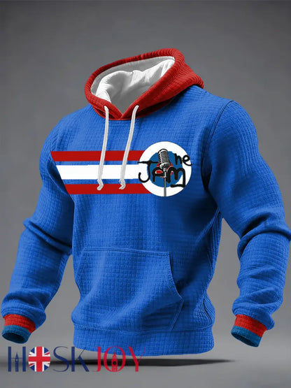 Men’s Modfather UK Music Mods Lover Checkered Cotton Hoodie - Blue / S