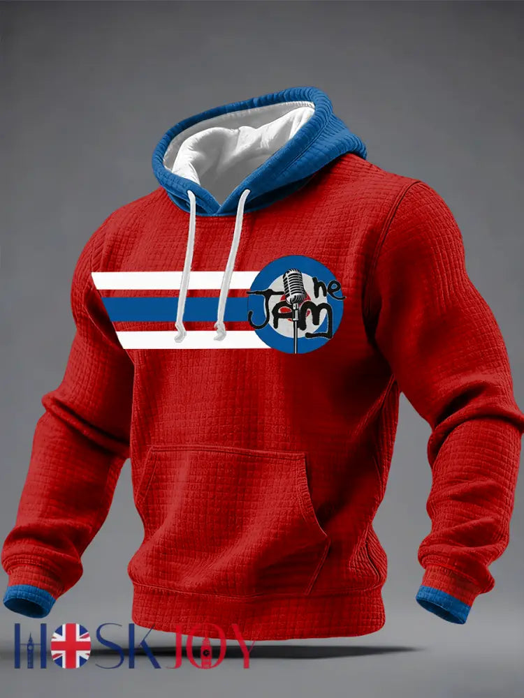 Men’s Modfather UK Music Mods Lover Checkered Cotton Hoodie - Red / S