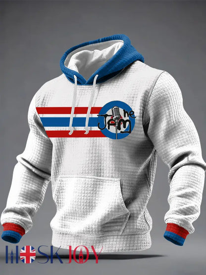 Men’s Modfather UK Music Mods Lover Checkered Cotton Hoodie - White / S