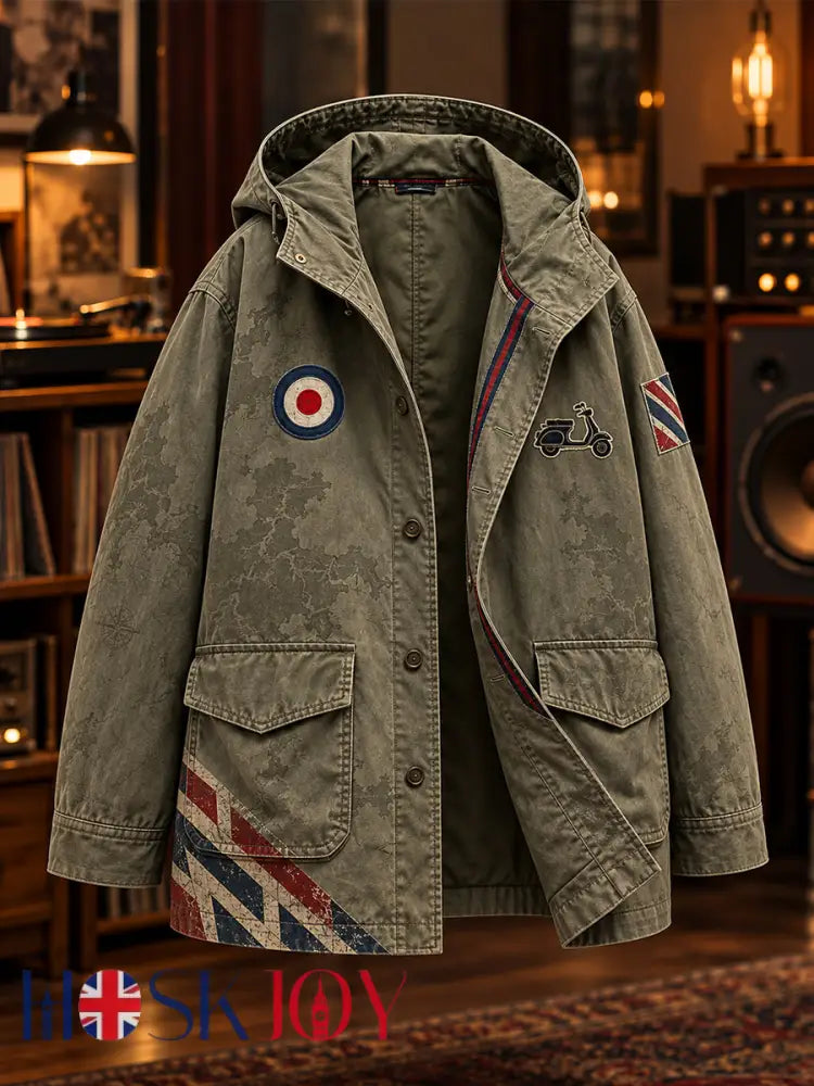 Men’s Mods Culture UK Music Lover Business Style Printed Jacket - Olive Green / S