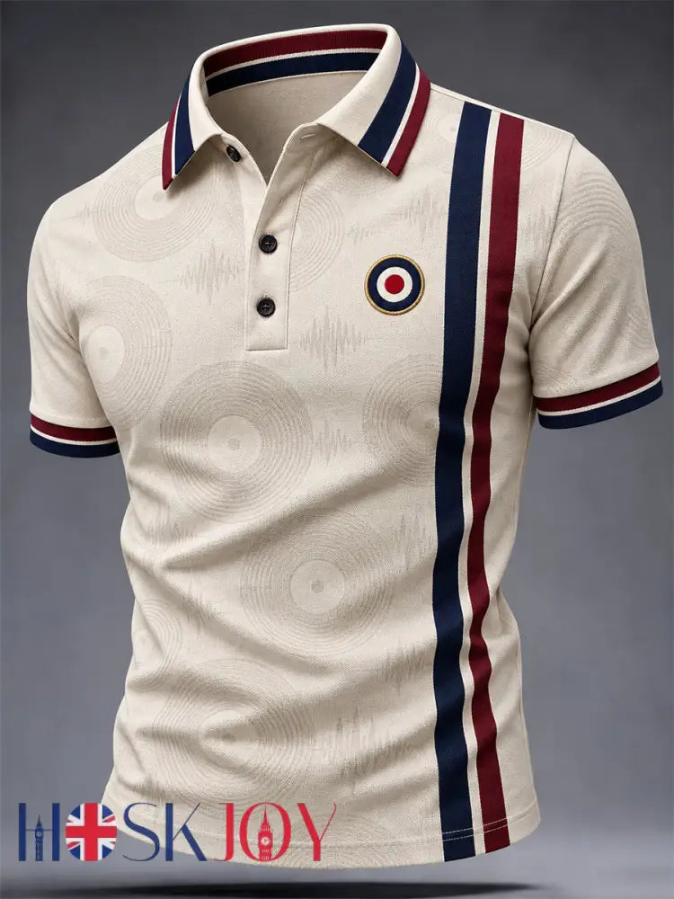 Men’s Mods Culture UK Music Lover Business Style Printed polo shirt - Apricot / S