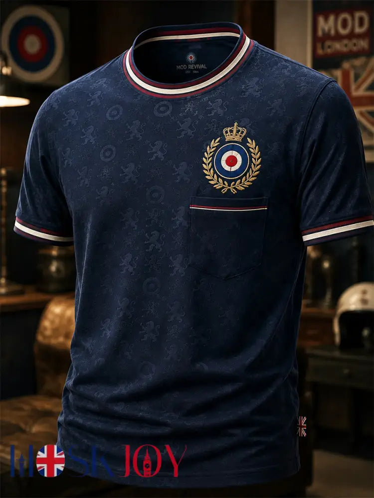 Men’s Mods Culture UK Music Lover Business Style Printed short sleeves t-shirt - Deep Blue / S