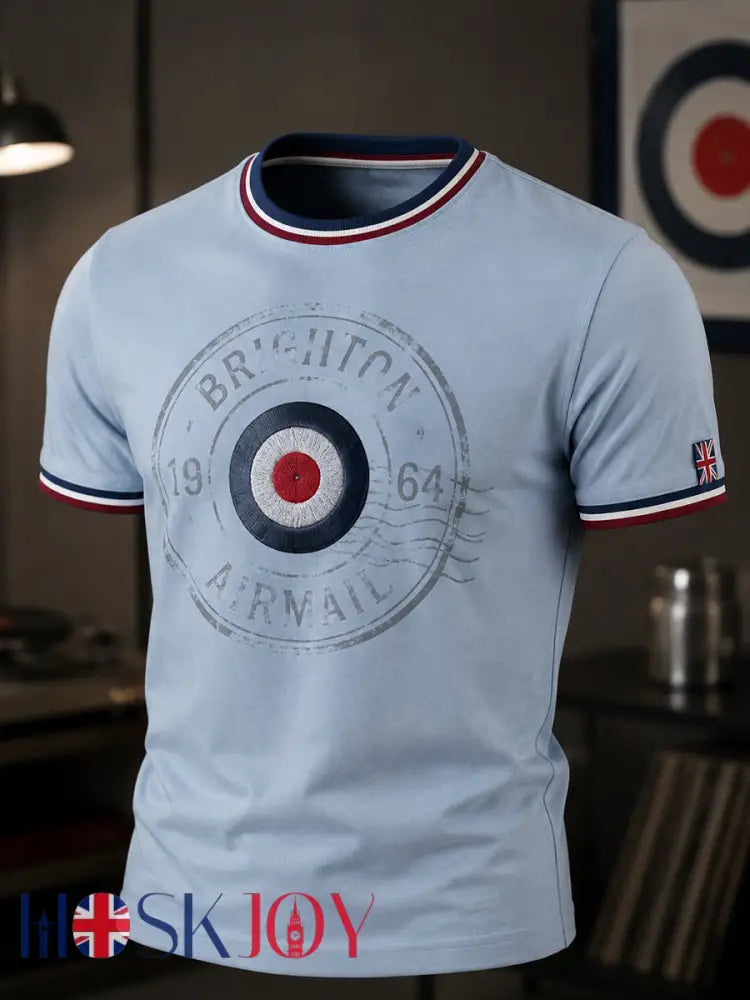 Men’s Mods Culture UK Music Lover Business Style Printed short sleeves t-shirt - Light Blue / S