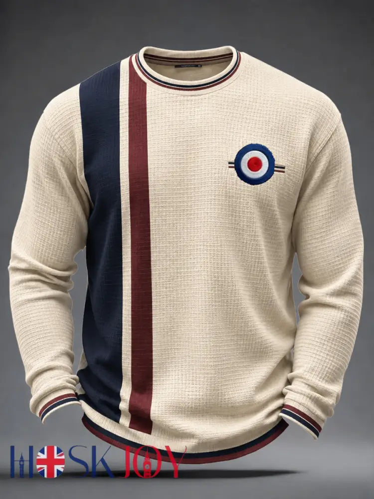 Men’s Mods Culture UK Music Lover Business Style Printed Waffle Long Sleeve T-Shirt - As picture / S