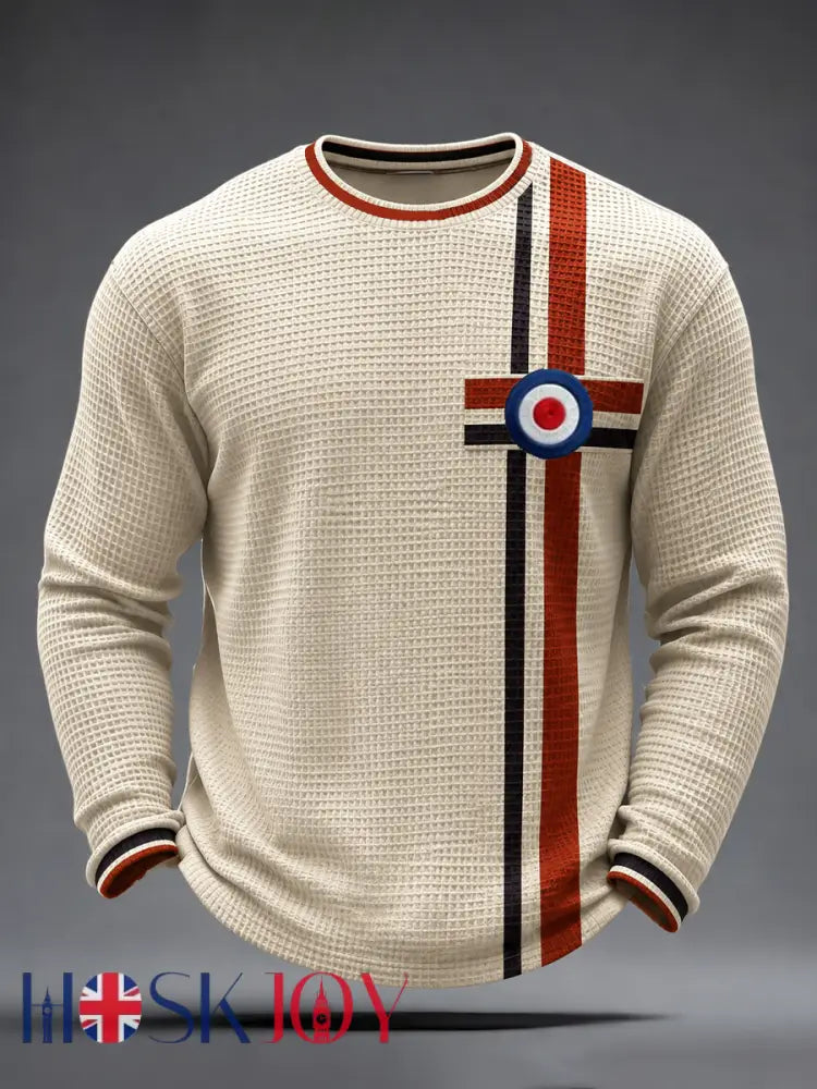 Men’s Mods Culture UK Music Lover Business Style Printed Waffle Long Sleeve T-Shirt - As picture / S