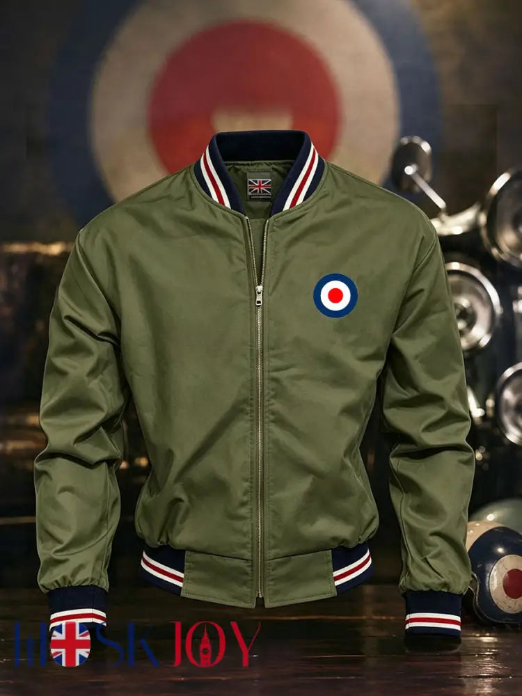 Men’s Mods UK Music Lover Printed Monkey Jacket - Army Green / S
