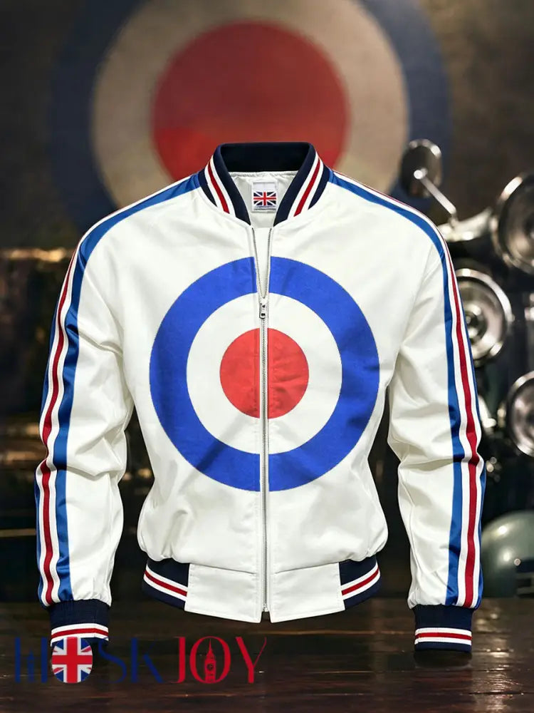 Men’s Mods UK Music Lover Printed Monkey Jacket - White / S