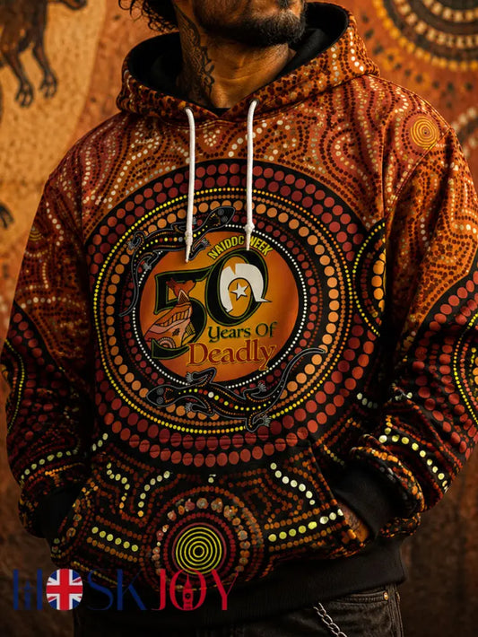 Men’s NAIDOC Week Aboriginal Art Printed Hoodie - As picture / S