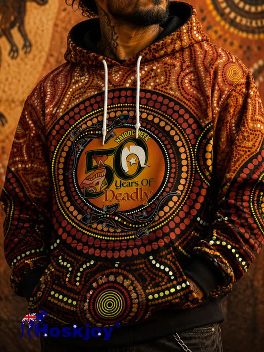 Men’s NAIDOC Week Aboriginal Art Printed Hoodie - As picture / S