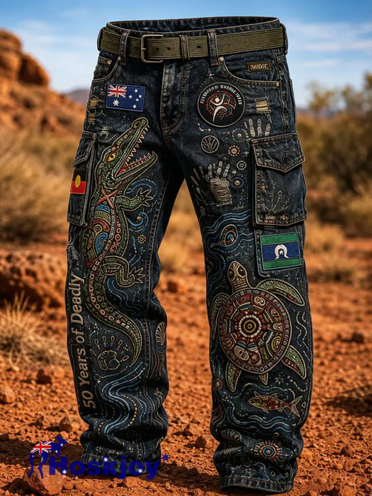 Men’s NAIDOC WEEK Australia Retro Business Style Casual Work Trousers - A / S