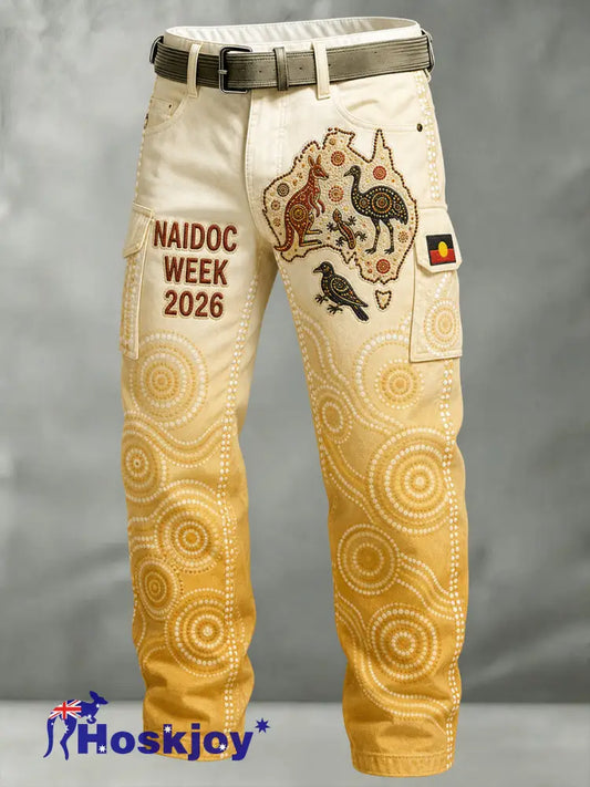 Men’s Naidoc Weeks Australia Retro Business Style Casual Work Trousers - A / S