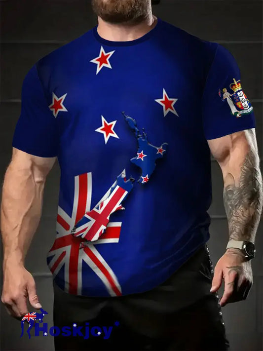 Men’s New Zealand Flag Pride Printed T-shirt - Royal Blue / S