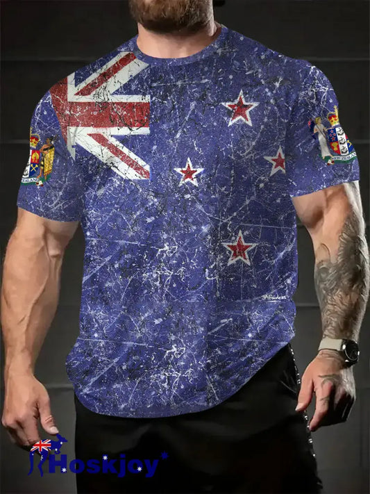 Men’s New Zealand Flag Printed T-shirt - As picture / S
