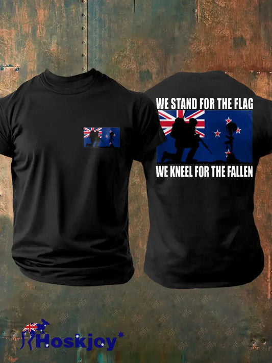 Men’s New Zealand Flag Veteran Printed T-shirt - Black / S