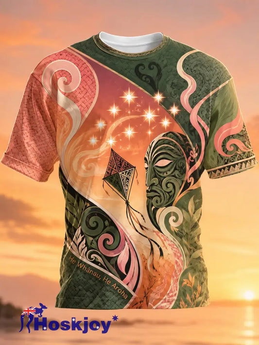 Men’s New Zealand Maori Culture Maori New Year Elements Art Print T-Shirt - A / S