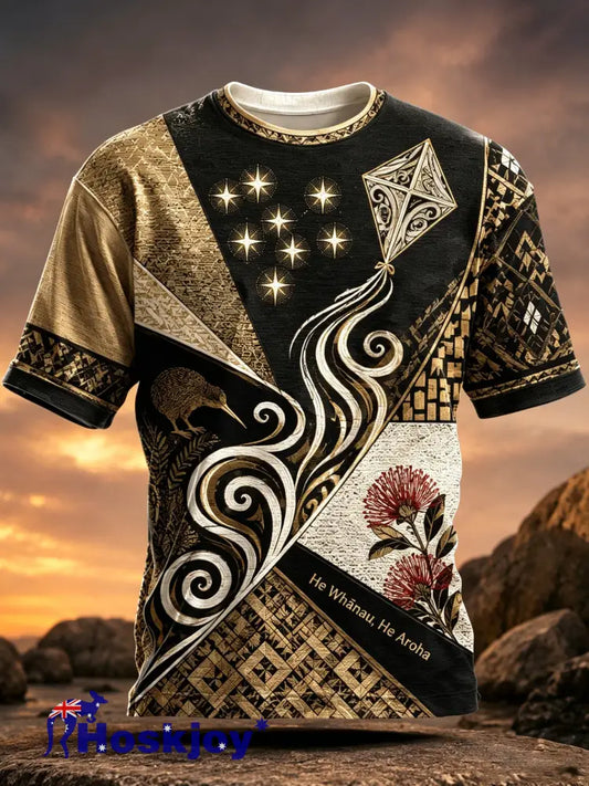 Men’s New Zealand Maori Culture Maori New Year Elements Art Print T-Shirt - A / S