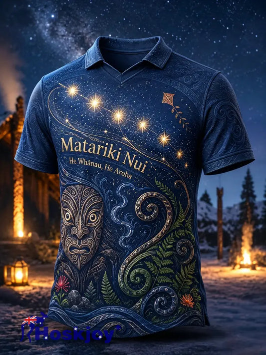 Men’s New Zealand Maori Culture Maori New Year Elements Art Print V-Neck Top - A / S