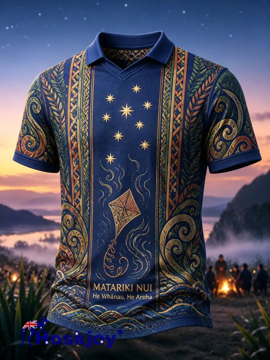 Men’s New Zealand Maori Culture Maori New Year Elements Art Print V-Neck Top - A / S