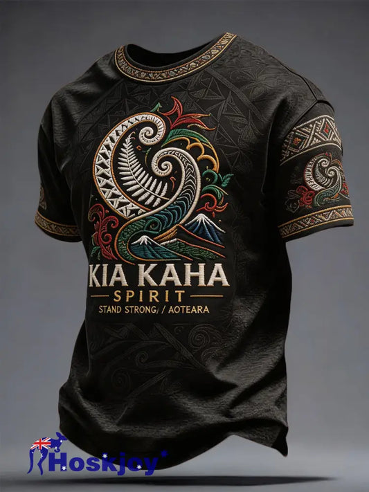 Men’s NZ Maori Art Printed T-shirt - Black / S