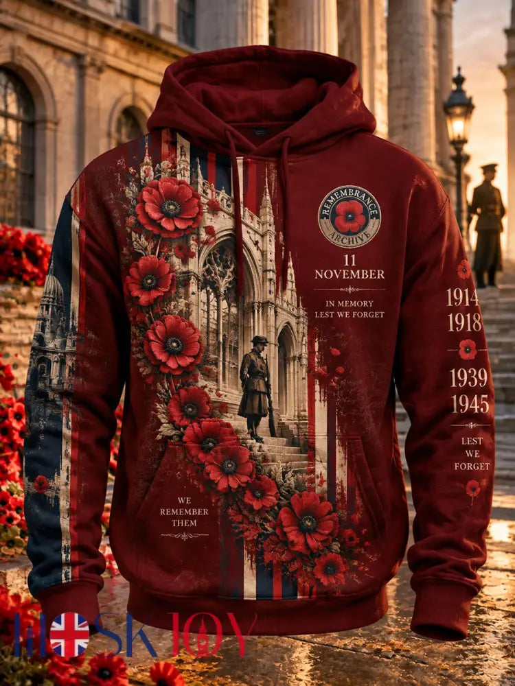 Men’s Oversized British Remembrance Day Printed Hoodie - A / S
