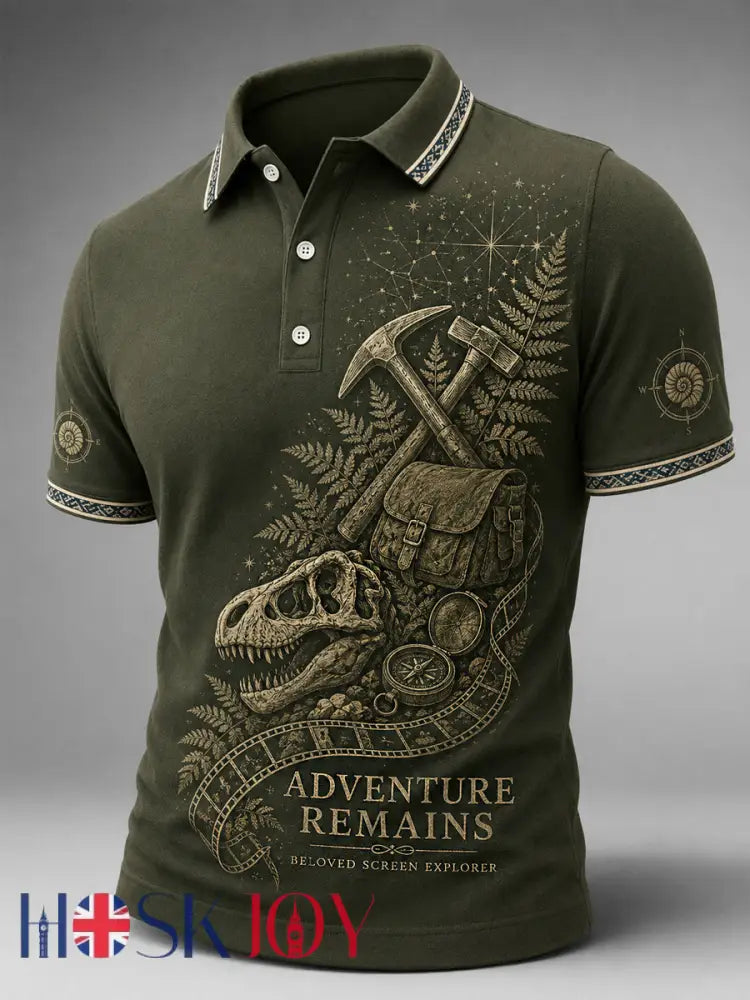 Men’s R.I.P Dinosaur Explorer Memorial Polo - Army Green / S