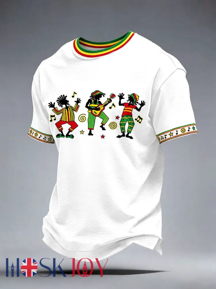 Men’s Reggae Music Art Print T-Shirt - White / S