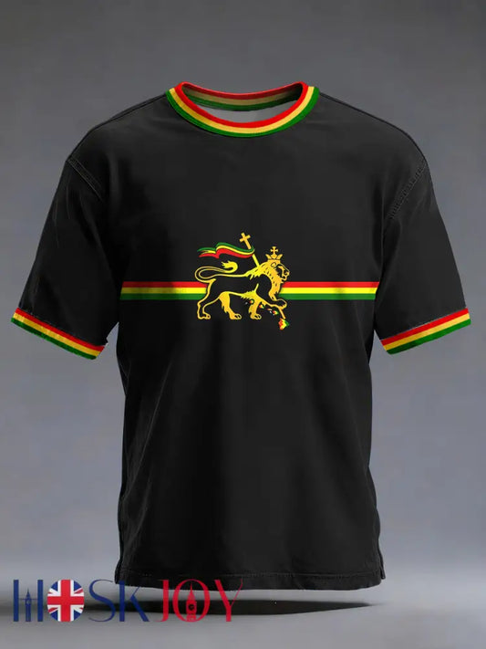 Men’s Reggae Music Inspired Lion Print T-Shirt - Black / S