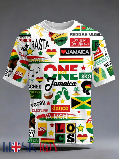 Men’s Reggae Music Inspired Print T-Shirt - White / S