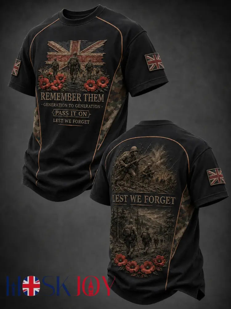 Men’s REMEMBER THEM GENERATION TO GENERATION PASS IT ON LEST WE FORGET t-shirt - Black / S