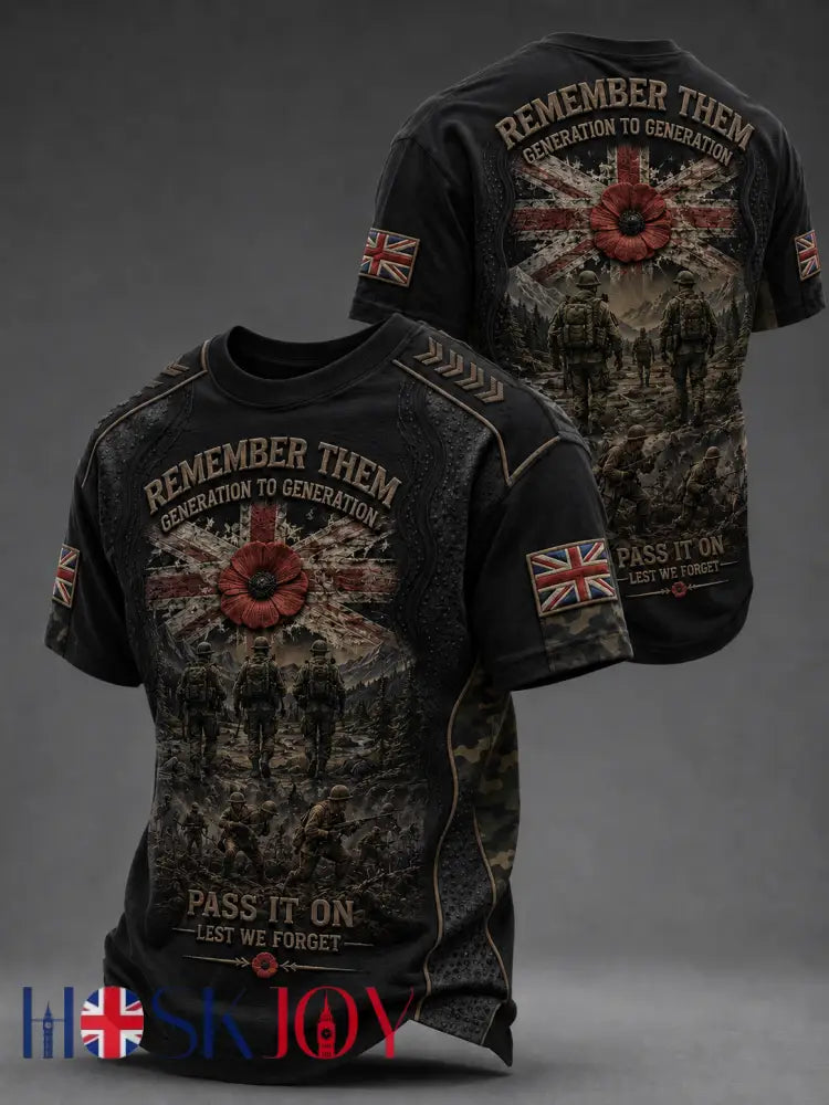 Men’s REMEMBER THEM GENERATION TO GENERATION PASS IT ON LEST WE FORGET t-shirt - Black / S