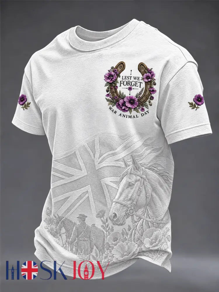 Men’s Remembering The Animals Of War Short Sleeves T-shirt - White / S