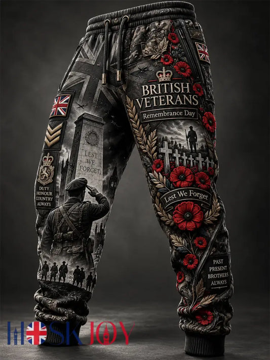 Men’s Remembrance Day Lest We Forget Athletic Pants - Black / S