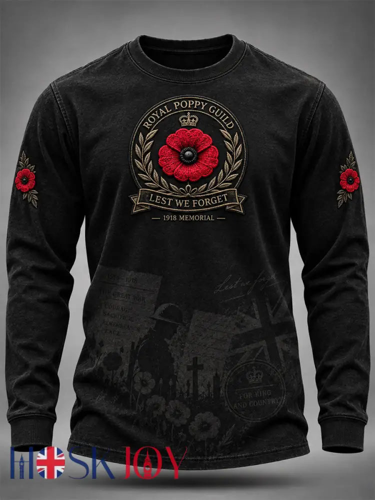Men’s Remembrance Day Lest We Forget Crew-Neck Sweatshirt - Black / S