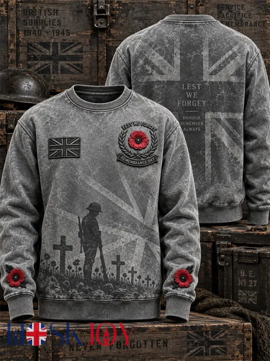 Men’s Remembrance Day Lest We Forget Crew-Neck Sweatshirt - Gray / S