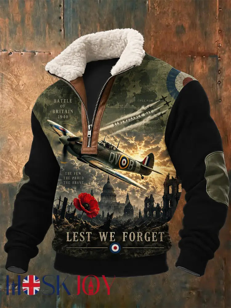 Men’s Remembrance Day Lest We Forget Fleece-Lined Sweatshirt - Green / S