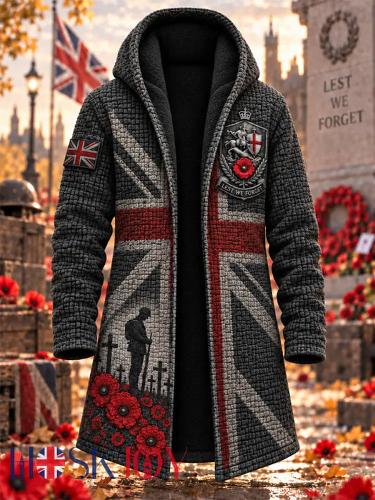 Men’s Remembrance Day Lest We Forget Hooded Cardigan - Black / S
