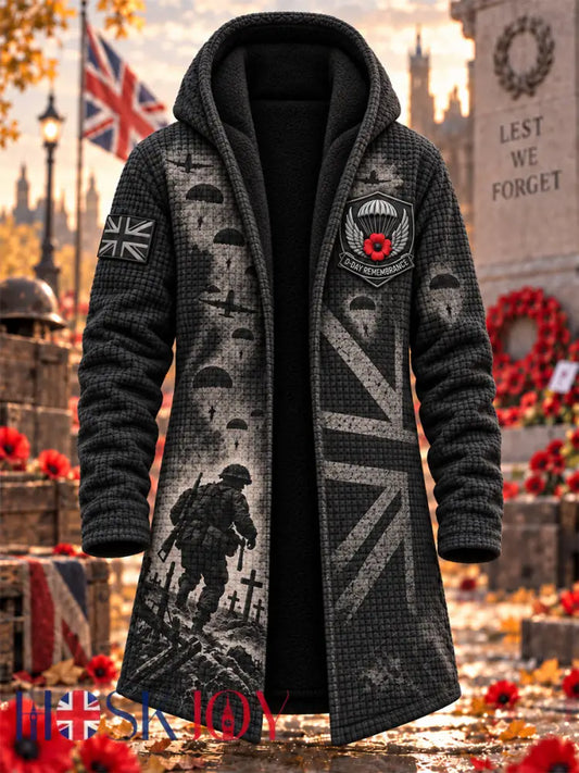 Men’s Remembrance Day Lest We Forget Hooded Cardigan - Black / S