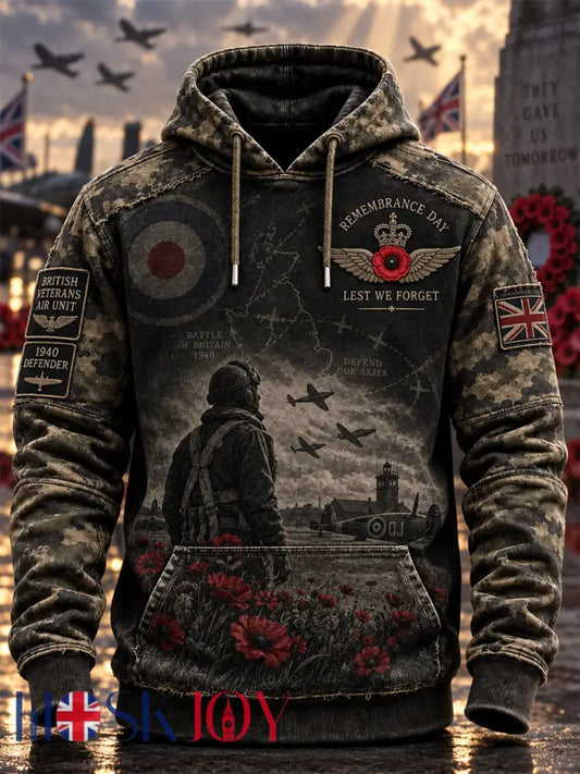 Men’s Remembrance Day Lest We Forget Hooded Sweatshirt - Army Green / S