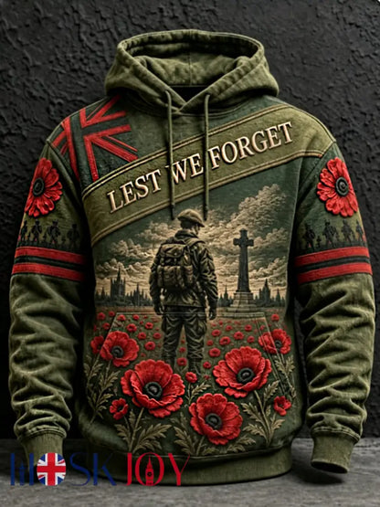Men’s Remembrance Day Lest We Forget Hoodie - Army Green / S