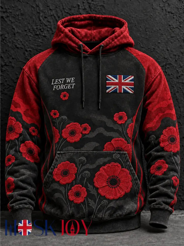 Men’s Remembrance Day Lest We Forget Hoodie - Black / S